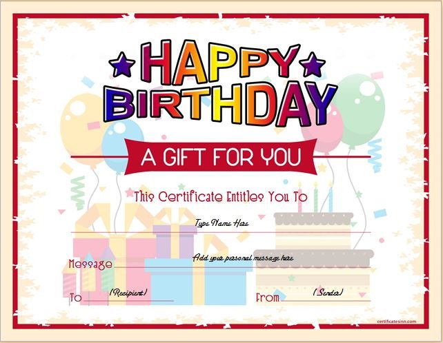 Birthday Gift Certificate Sample Templates for WORD