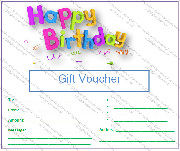 Birthday Gift Certificate Templates Gift Certificates