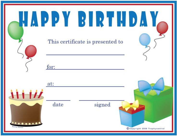 Free Birthday Boy Certificates Certificate Free