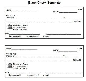 Blank Check Template by Tracy Chabot