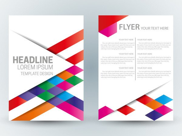 Flyer template design with abstract colorful bright