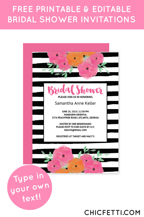 Free Printable Floral Bridal Shower Invitation Templates