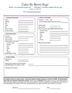 1000 images about CAKE ORDER FORMS on Pinterest