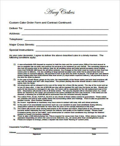 7 Cake Order Form Sample 7 Examples in Word PDF