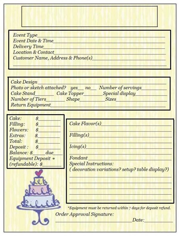 78 images about CAKE ORDER FORMS on Pinterest