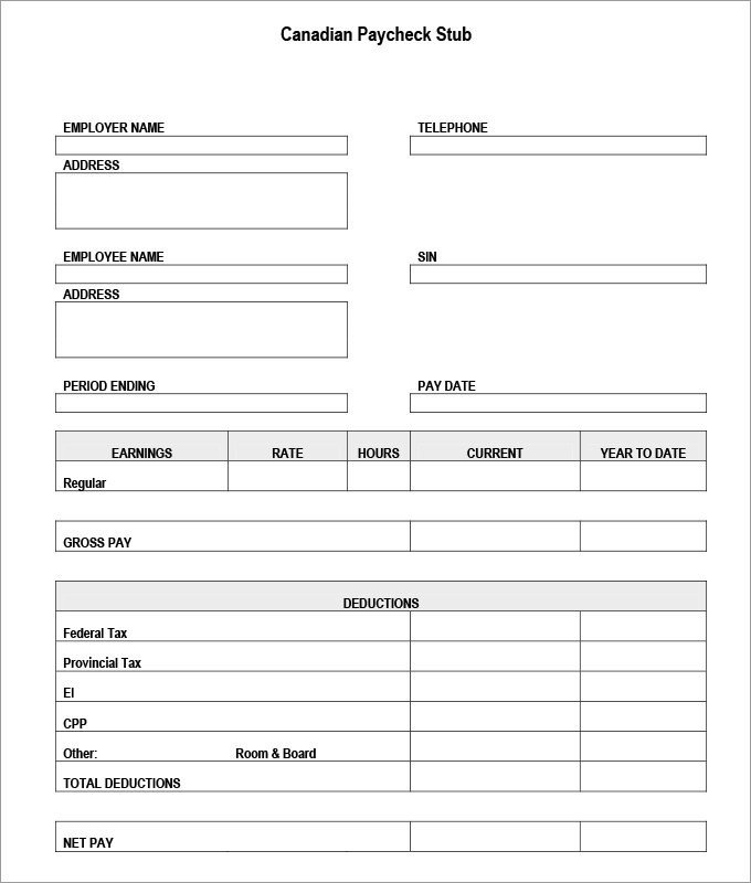 Download Free Pay Stub Template Templates Resume