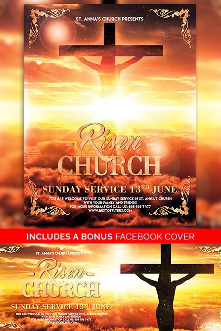 Risen Church Free Poster Template