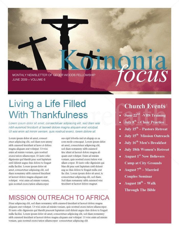 15 Free Church Newsletter Templates MS Word Publisher