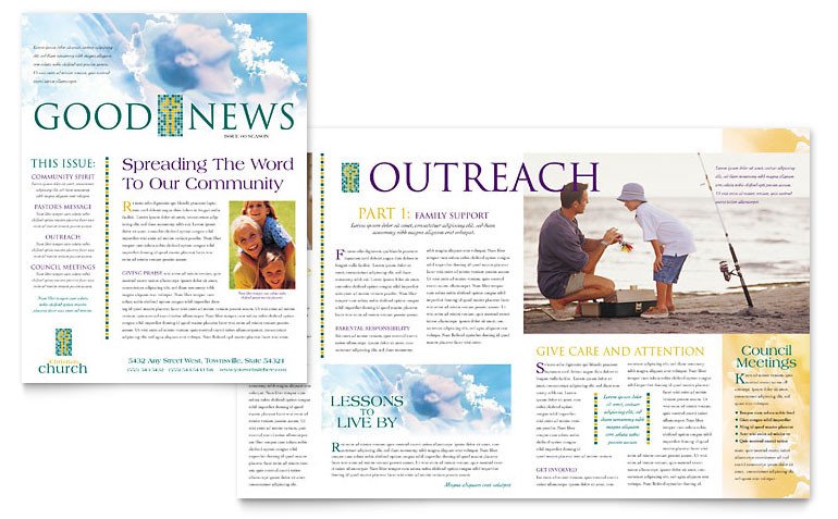 Christian Church Newsletter Template Word & Publisher