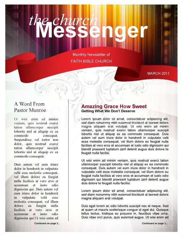 Colors Church Newsletter Template page 1