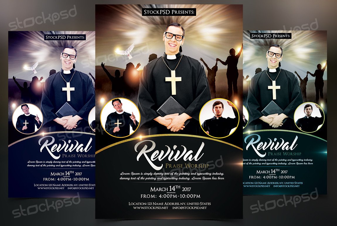 Revival Free Church & Pastor PSD Flyer Template on Behance