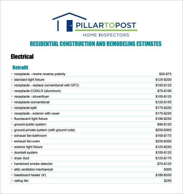 Free Contractor Estimate Forms