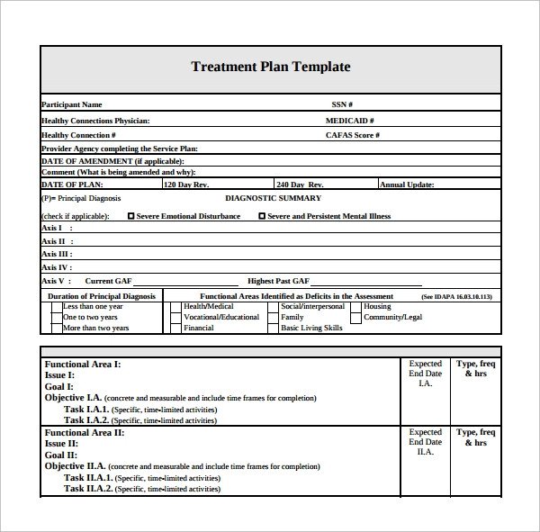 Sample Treatment Plan Template 7 Free Documents in PDF