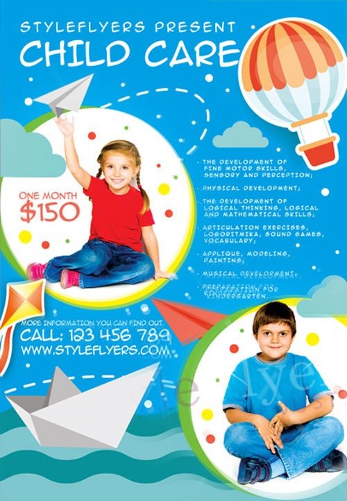 Child Care Free Flyer Template Download for shop