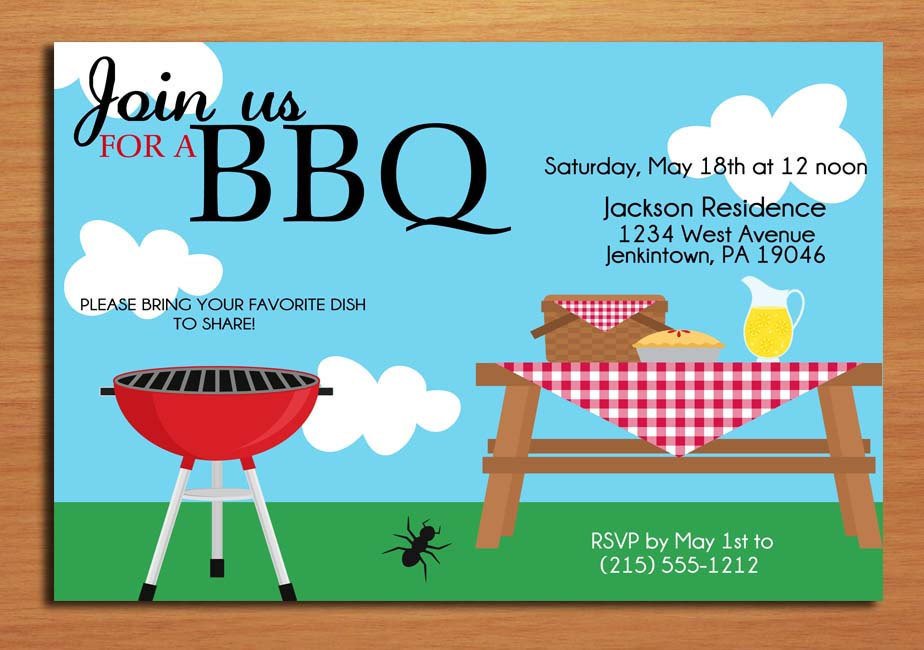 Summer Picnic Customized Printable BBQ by