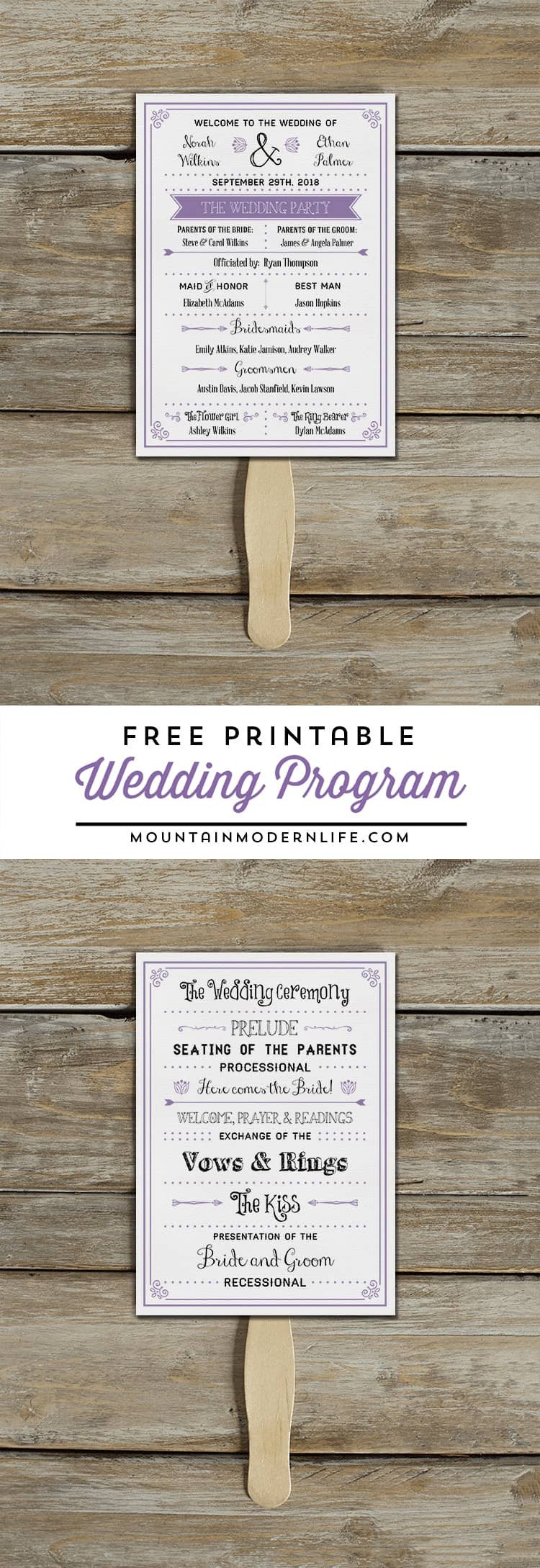 FREE Printable Wedding Program
