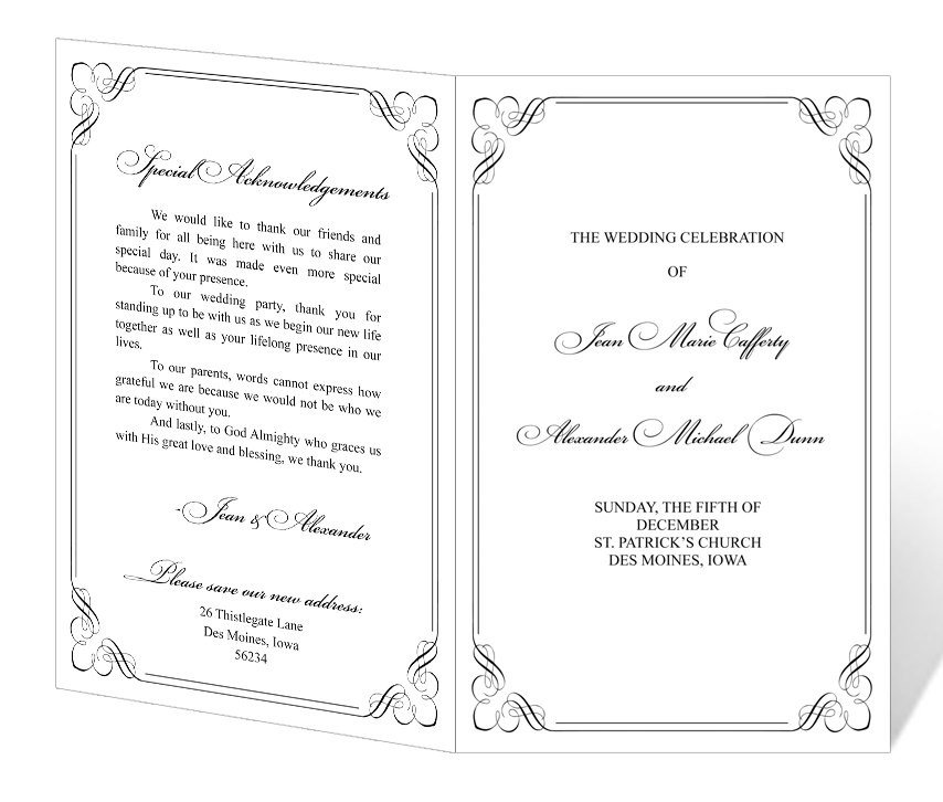 Wedding Program Template Printable INSTANT DOWNLOAD