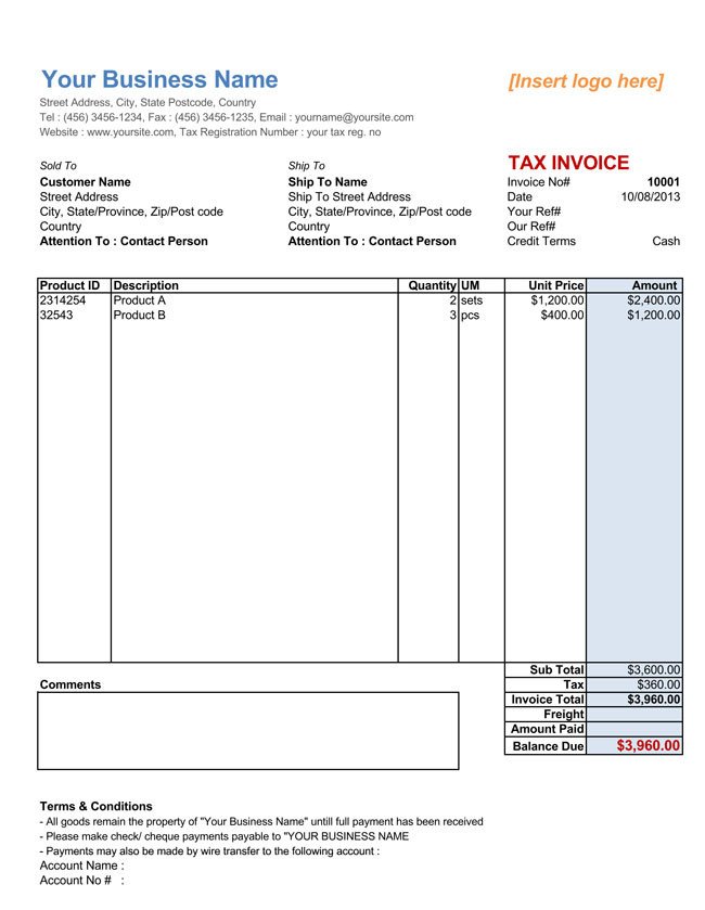 32 Free Invoice Templates Editable with Excel and Word