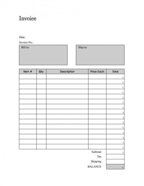 Free Fillable Receipt Forms Invoice Template