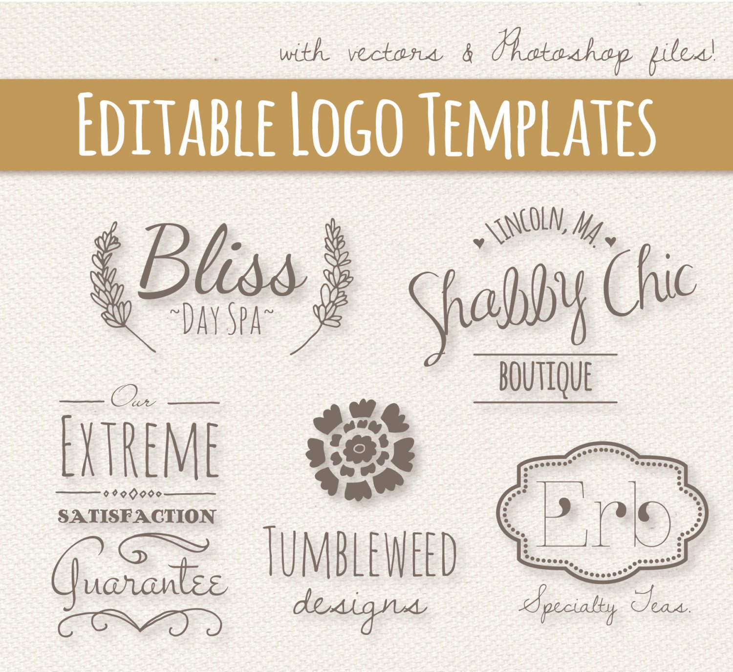 Editable Logo Templates Set 2 Fully Layered PSD Editable