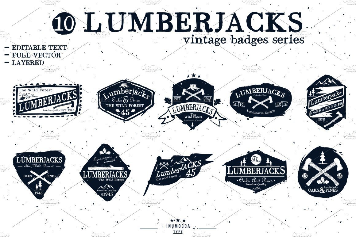 LumberJack badge EDITABLE TEXT Logo Templates