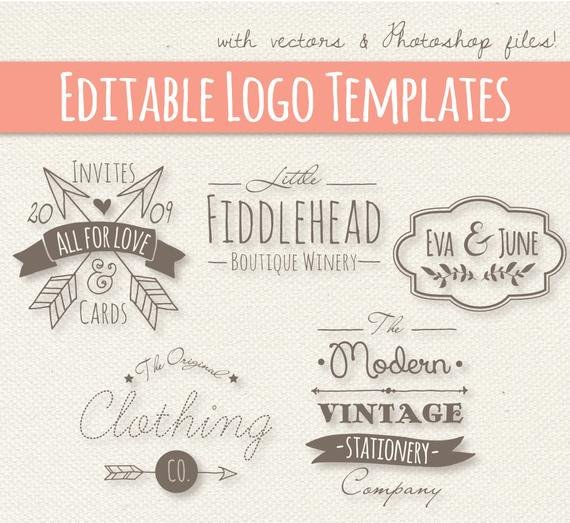 Modern Vintage Style Logo Templates Set 4 Editable Logo
