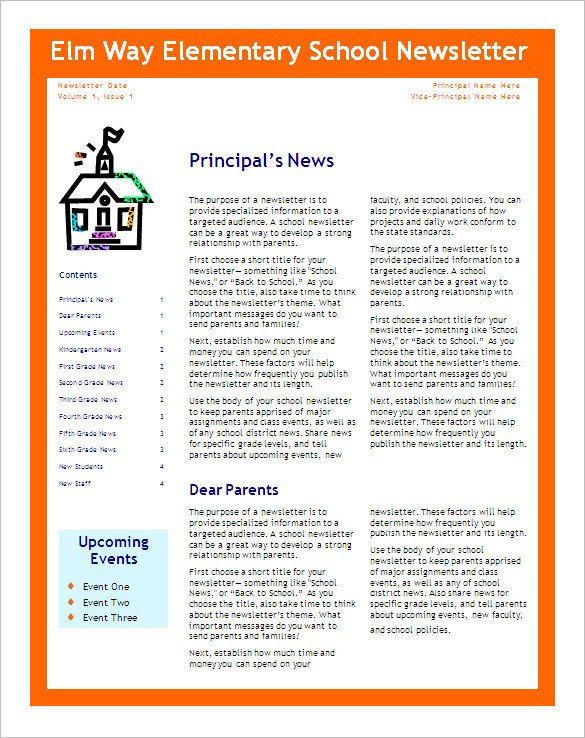 Free 6 Editable Primary Classroom School Newsletter