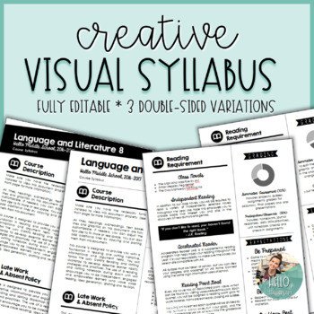 Editable Visual Syllabus Templates Pack by Hello Teacher