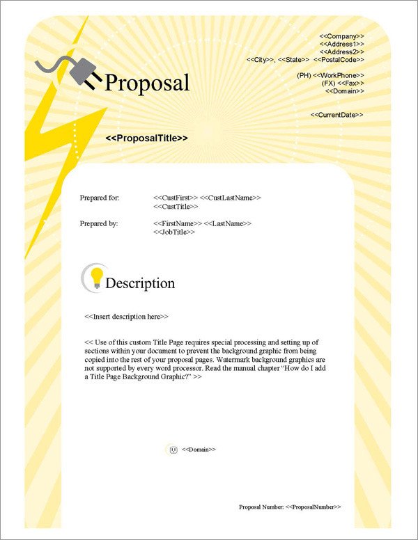 Proposal Pack Electrical 1 Software Templates Samples