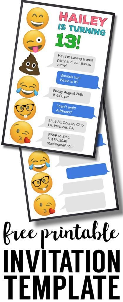 Emoji Birthday Invitations Free Printable Template