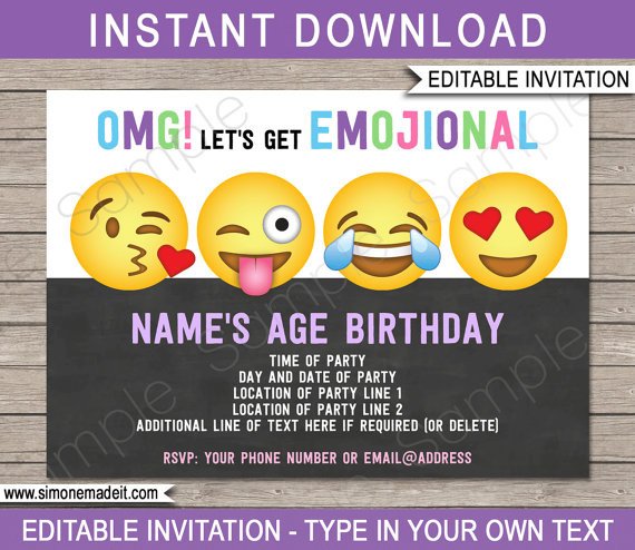 Emoji Invitation Template Emoji Birthday Party Theme