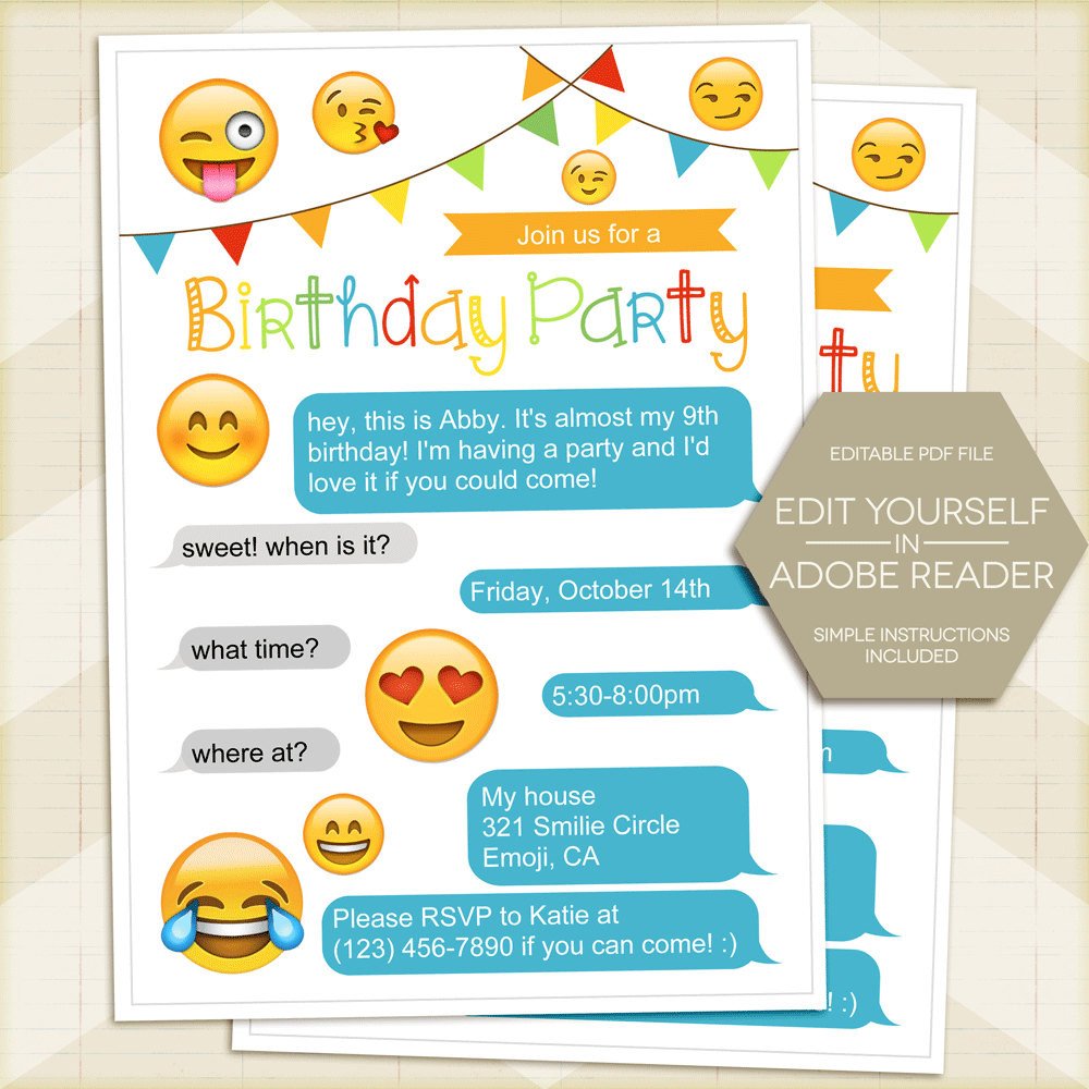 Emoji Party Invitation Iphone Invitation Emoji birthday