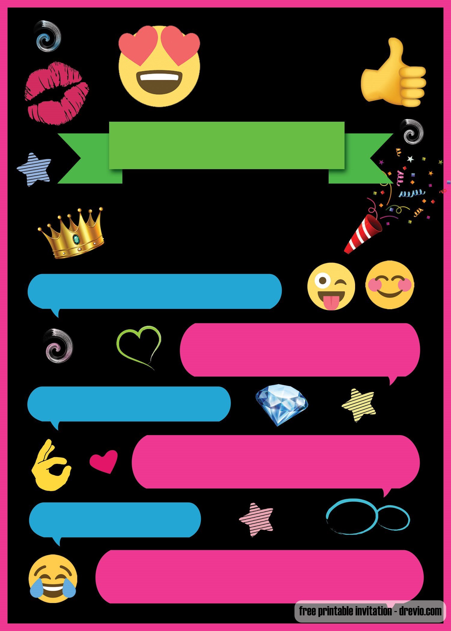 FREE Printable Emoji Chat Invitation Template