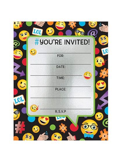 Need Emoji Foil Birthday Party Invitations 8 Count for