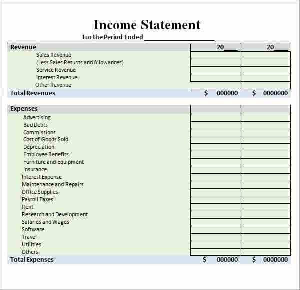 6 Free In e Statement Templates Word Excel Sheet PDF