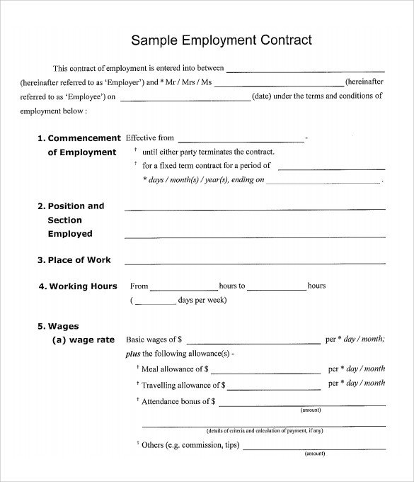 15 Useful Sample Employment Contract Templates to Download