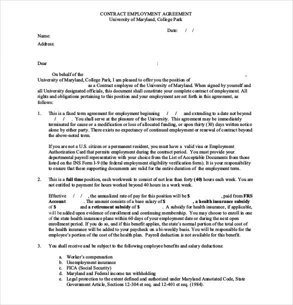 24 Employee Agreement Templates – Word PDF Apple Pages