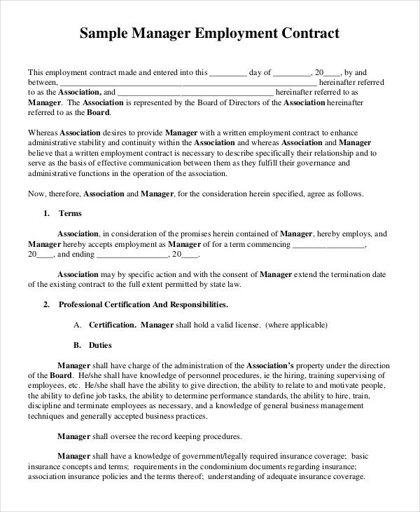 Employment Contract Template 21 Sample Word Apple
