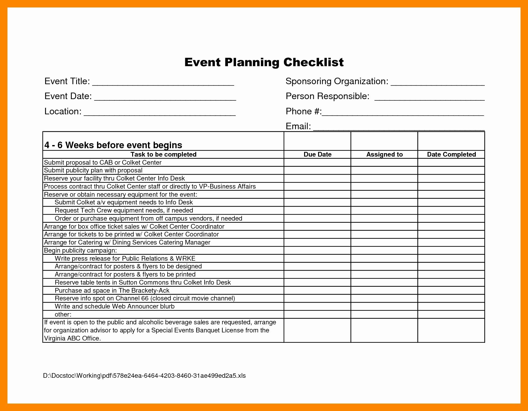 Event Planning Template Printable Free Download