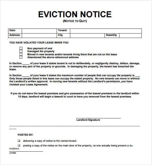 24 Free Eviction Notice Templates Excel PDF Formats