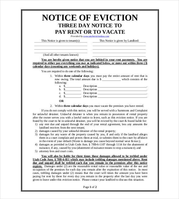 38 Eviction Notice Templates PDF Google Docs MS Word