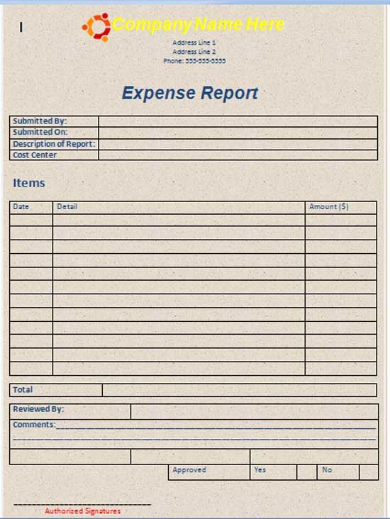 Microsoft Word Templates Free Expense Report Template
