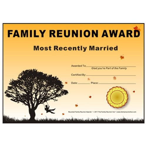 Family Reunion Hut Most Recently Married Award Down