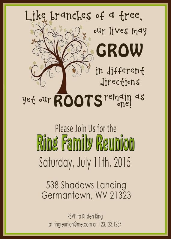 Family Reunion Invite Swirly Tree PRINTABLE DIGITAL