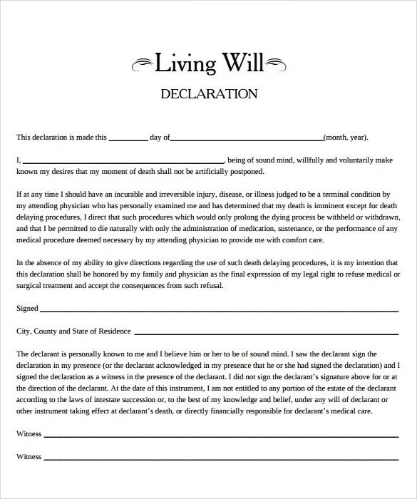 Sample Living Will – 7 Documents in PDF Word