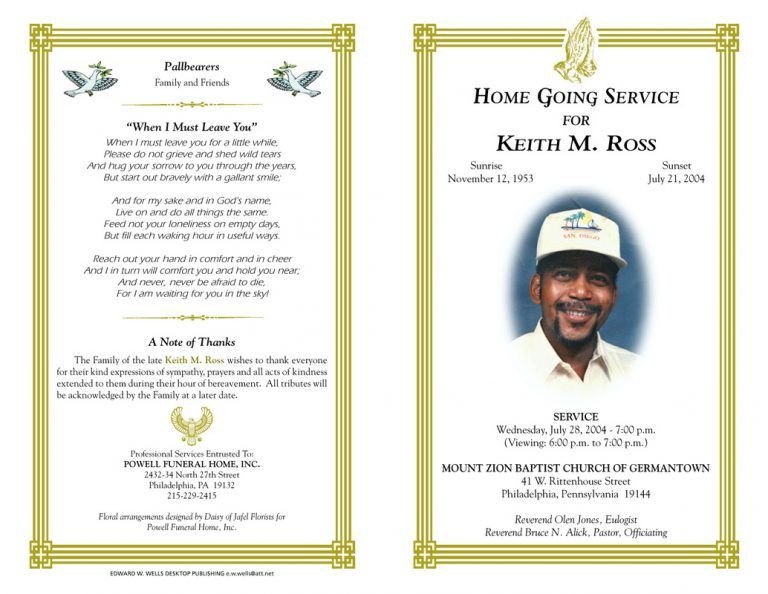 Blank Funeral Program Template Best photos of free funeral