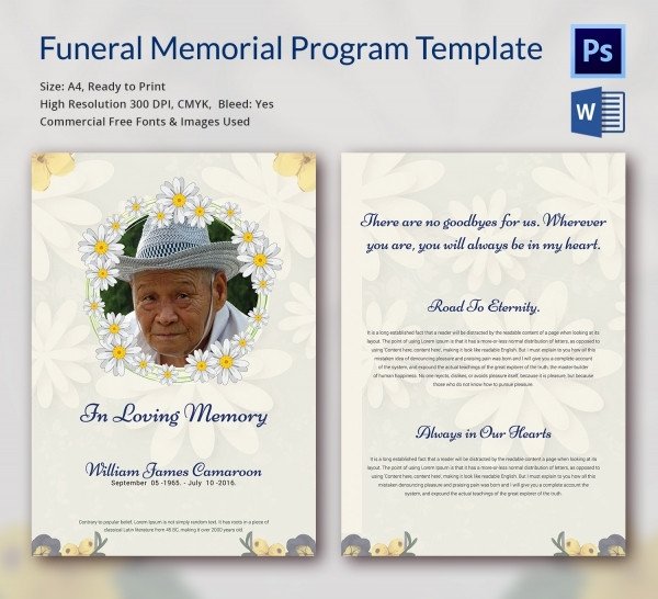6 Funeral Memorial Program Templates Word PSD Format