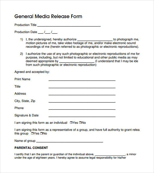 General Release Form 7 Free Samples Examples & Formats
