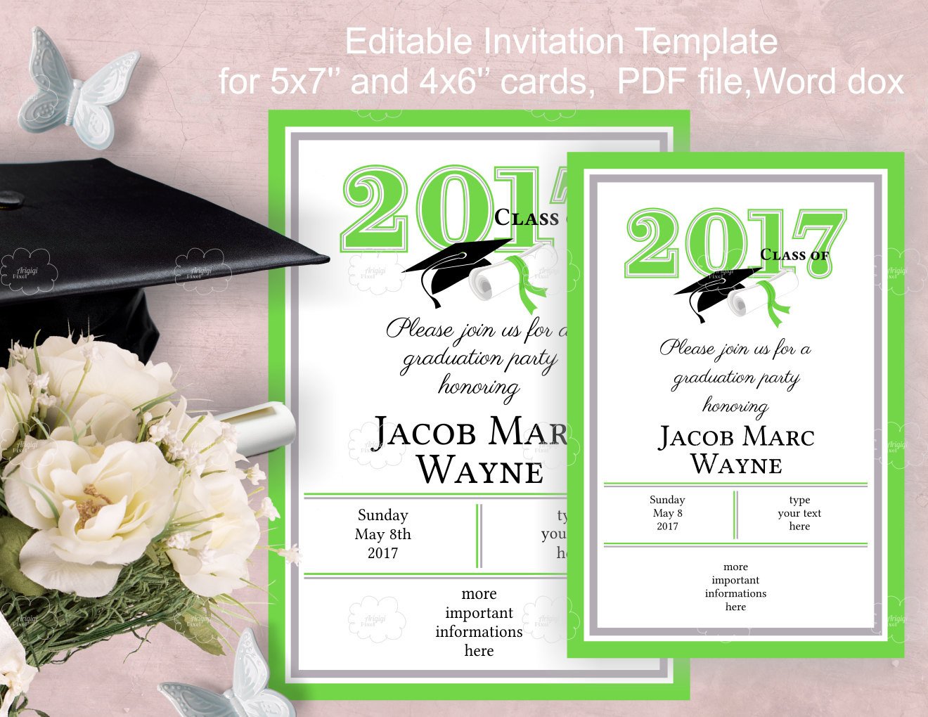 Graduation Party Invitation Template edit yourself
