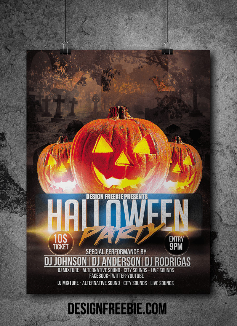 Halloween Party Flyer psd template